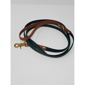 OLIVER & ASH DESIGNS CUSTOM DOG LEASH DARK GREEN & COGNAC BROWN BRASS HARDWARE